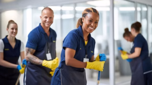 cleaning-service-uniform-with-colleagues